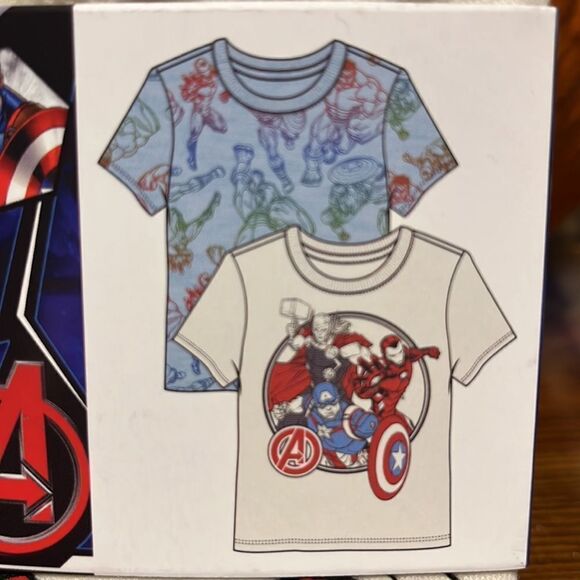 NWT Avengers 2 pkg of T-shirts 1 White, 1 Blue - Picture 1 of 4